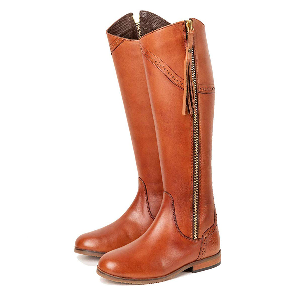 Ladies Tall Leather Spanish Riding Boots With Zip Tassles