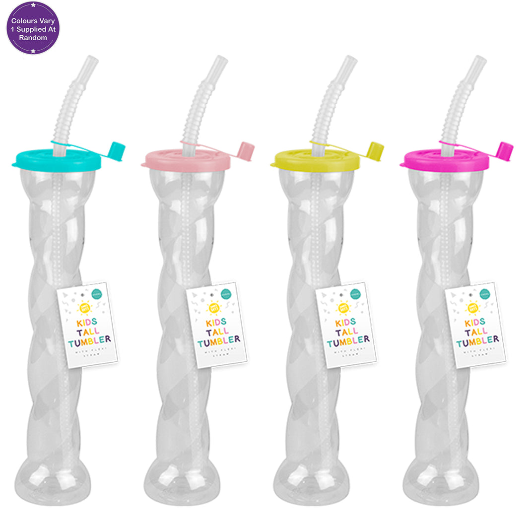 Summer Party Tall Tumbler With Flexi Straw 400ml