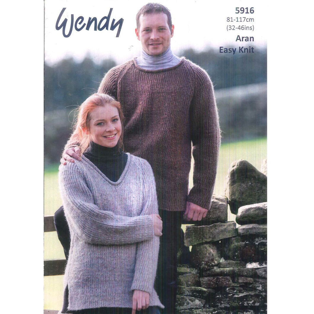Crew & V-Neck Sweaters Wendy 5916 Knitting Pattern