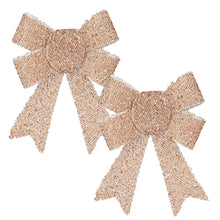 Load image into Gallery viewer, Tinsel Bows 13cm 2pc - Rose Gold
