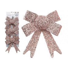 Load image into Gallery viewer, Tinsel Bow 3Pk 10cm - Rose Gold
