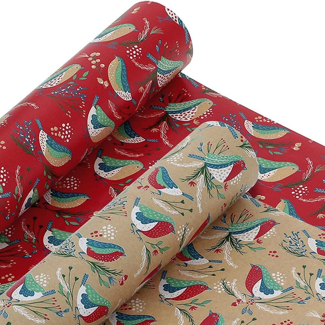 Tom Smith Merry Little Christmas Robin Gift Wrap 3m