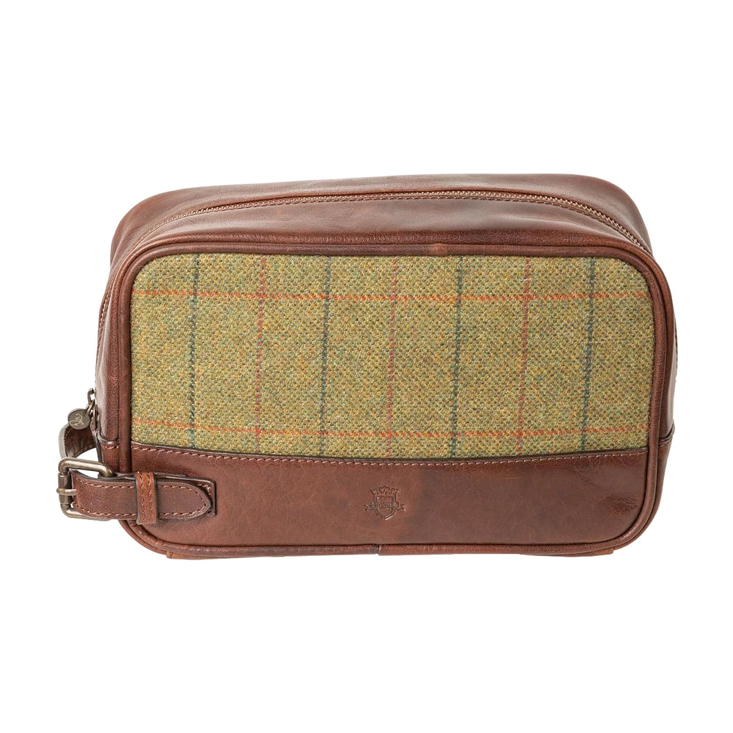 Rydale Ripley Leather And Tweed Toiletries Bag For Men