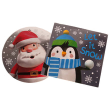 Load image into Gallery viewer, Santa and a penguin gift tags with silver foil backgrounds
