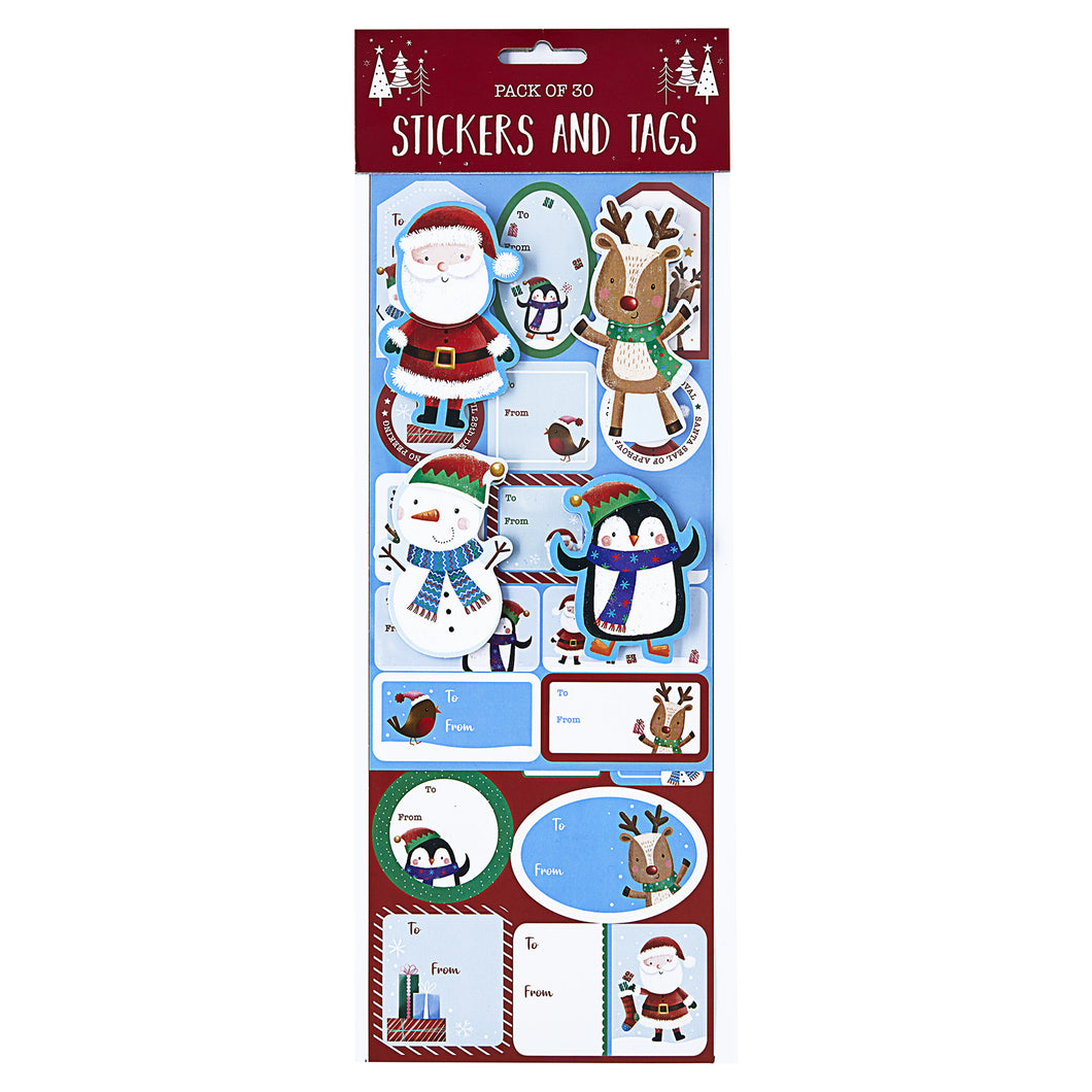 Christmas Stickers And Gift Tags 30 Pack