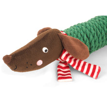 Load image into Gallery viewer, Zoon Festive Frankie Sausage TuffRope PlayPal
