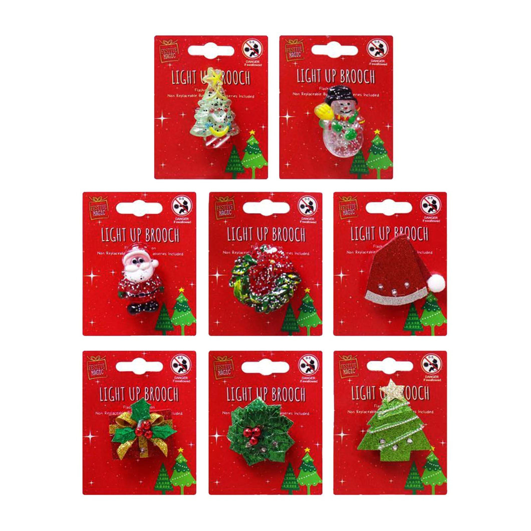 8 assorted flashing Christmas pin badges