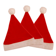 Load image into Gallery viewer, 3 classic red and white felt Santa hats
