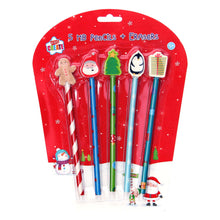 Load image into Gallery viewer, Novelty Christmas Pencils 5 Pack
