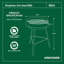 Load image into Gallery viewer, Kingfisher 14&quot; Charcoal Grill Barbecue