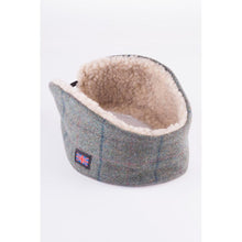 Load image into Gallery viewer, Sherpa Lined Tweed Headband Blue Check
