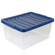 Load image into Gallery viewer, 27 Litre Plastic Storage Boxes - Blue / Grey Lids
