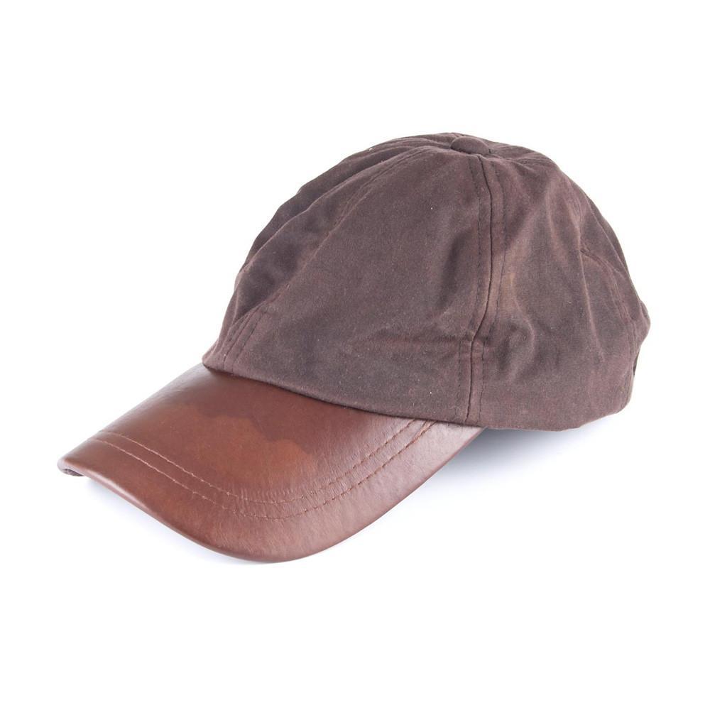 Waxed Cotton Baseball Cap with Leather Peak