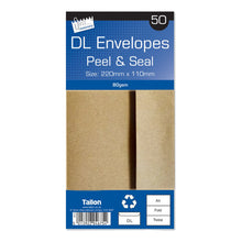 Load image into Gallery viewer, Just Stationery Manila Envelope DL Peal &amp; Seal 50 Pack
