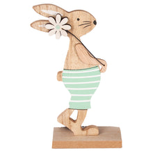 Load image into Gallery viewer, Wooden Standing Bunny Decoration Pink &amp; Blue
