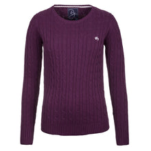 Load image into Gallery viewer, Crew Neck Cable Knit Sweater Berry