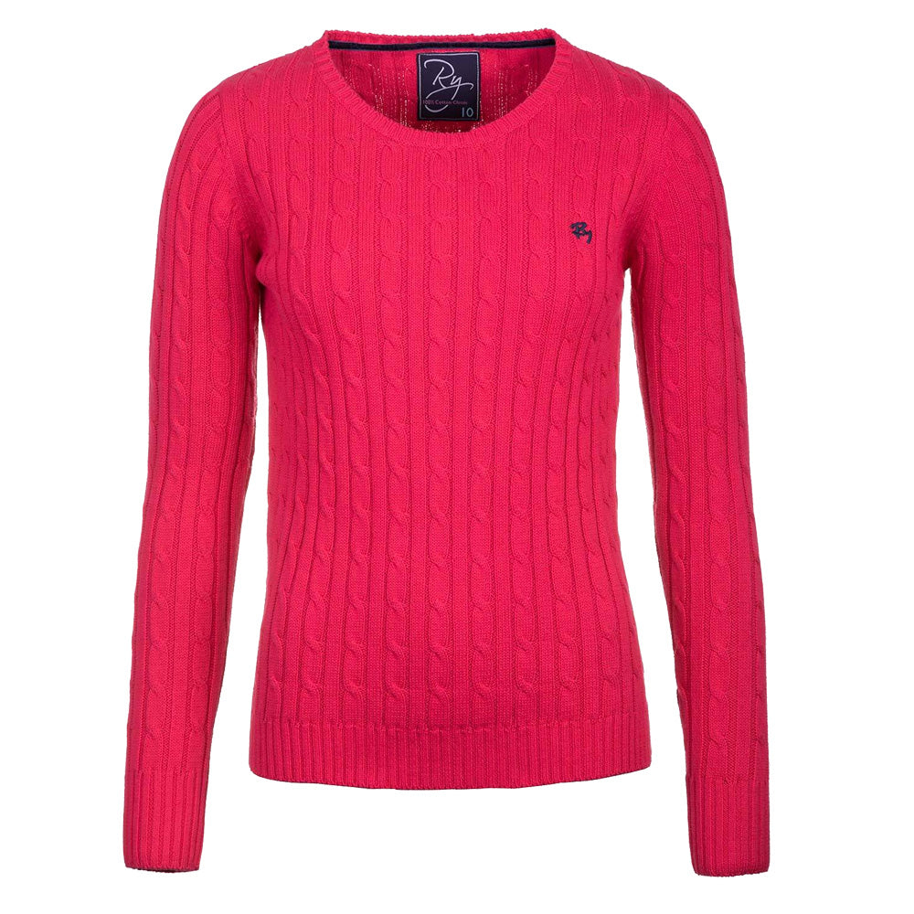 Crew Neck Cable Knit Sweater Rose