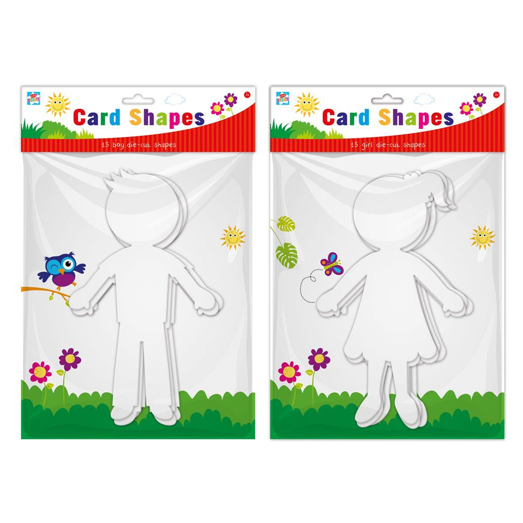 Boys & Girls Blank Shaped Card 15 Pack Assorted