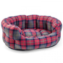 Load image into Gallery viewer, Oval Dog Bed Checked Design