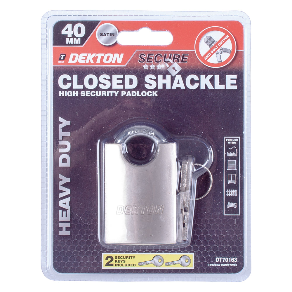 Dekton Closed Shackle Padlock 40mm