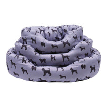 Load image into Gallery viewer, Grey Dog Print Dog Bed