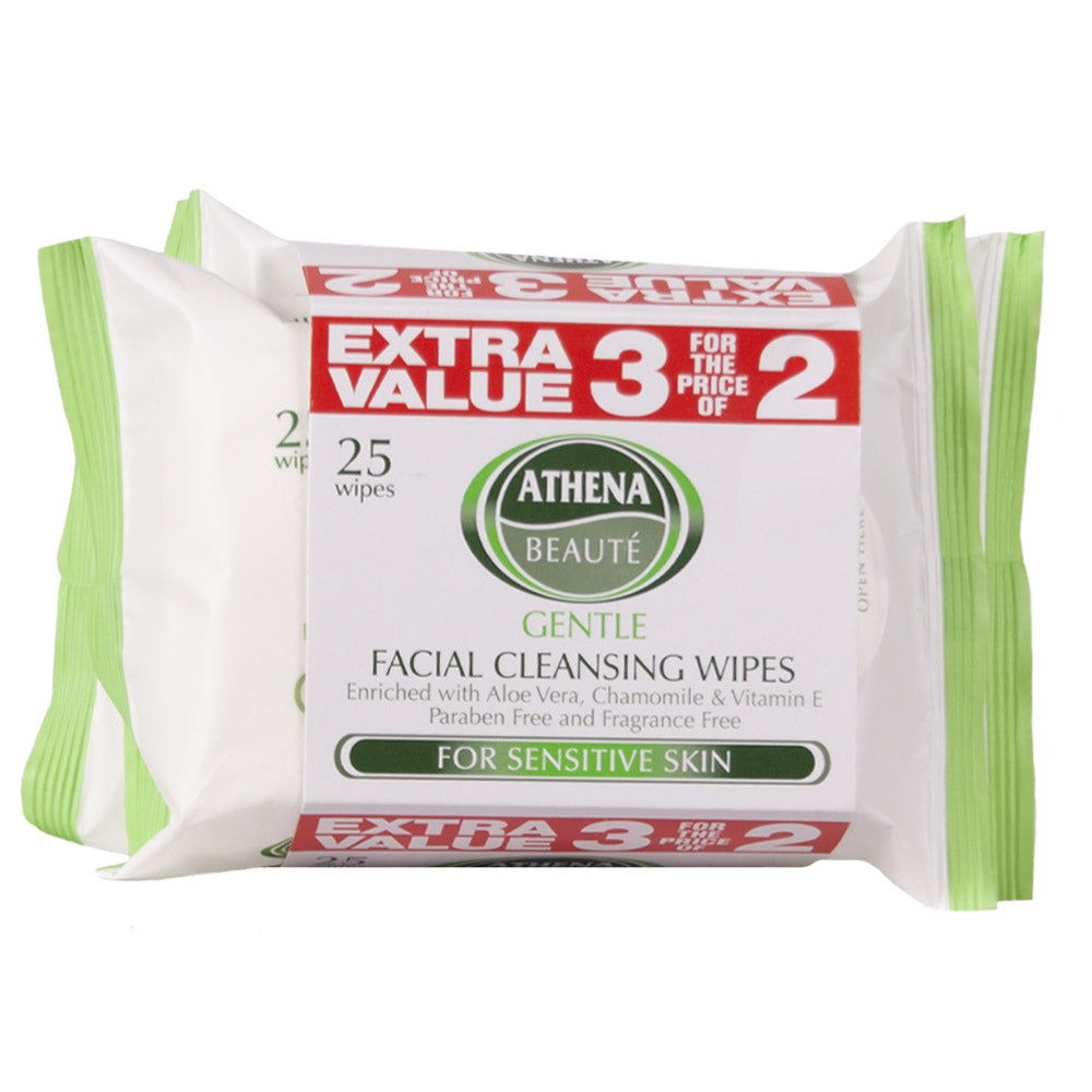 Athena Gentle Facial Cleaning Wipes For Sensitive Skin 