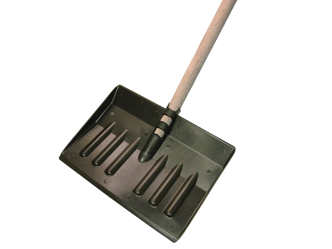 Black Snow Shovel With Wooden Handle