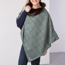Load image into Gallery viewer, Faux Fur Tweed Poncho
