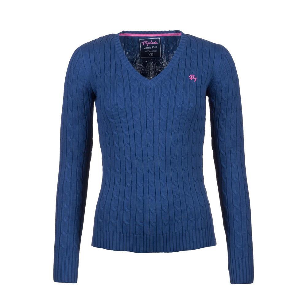 2016 Cable Knit V Neck Sweater jblue