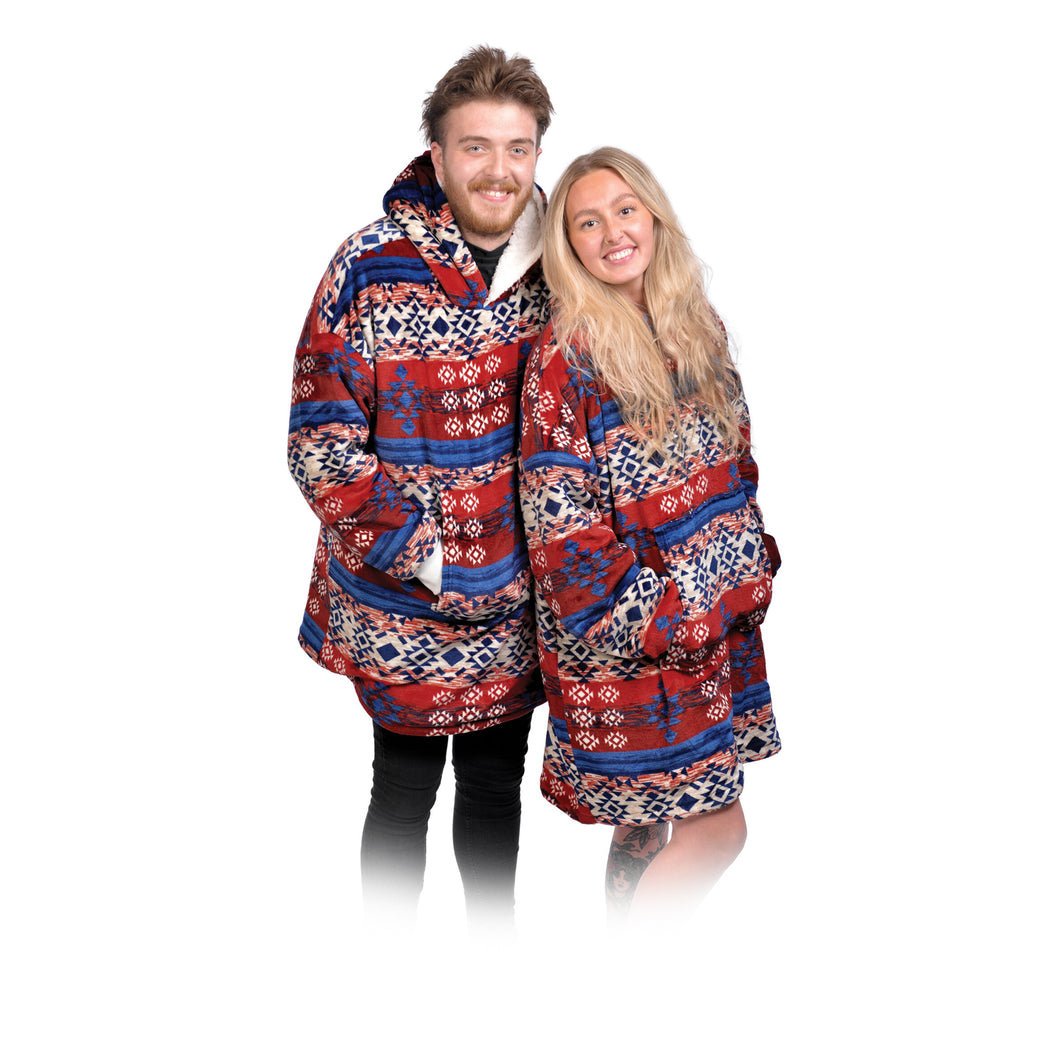 Aztec Fleece Reversible Sherpa Oversized Hoody