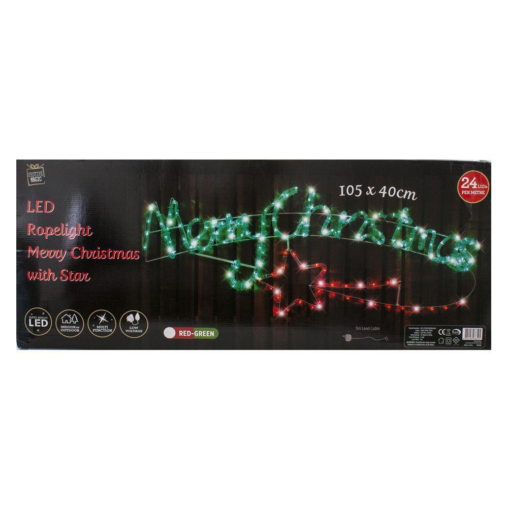 Red/Green - LED Merry Christmas with Star Rope Light