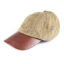 Load image into Gallery viewer, Tweed Baseball Cap with Leather Peak light check
