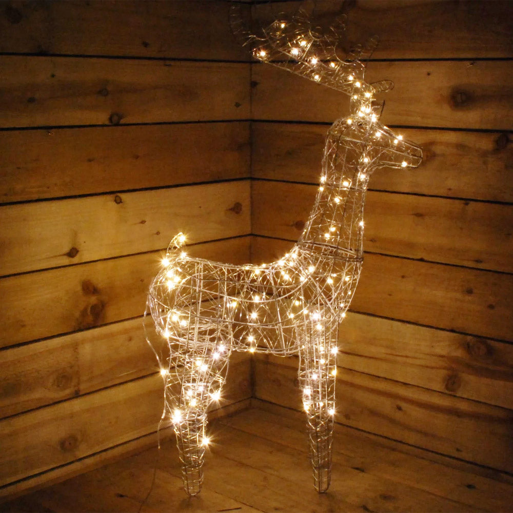 Metal Wire Christmas Reindeer With Warm White LEDs