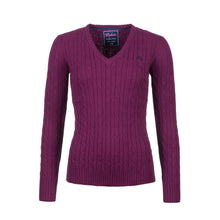 Load image into Gallery viewer, 2016 Cable Knit V Neck Sweater mulberry