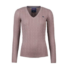 Load image into Gallery viewer, 2016 Cable Knit V Neck Sweater oatmeal
