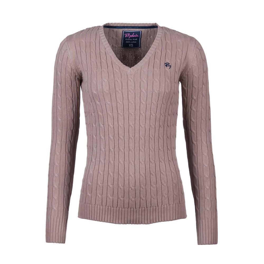 2016 Cable Knit V Neck Sweater oatmeal