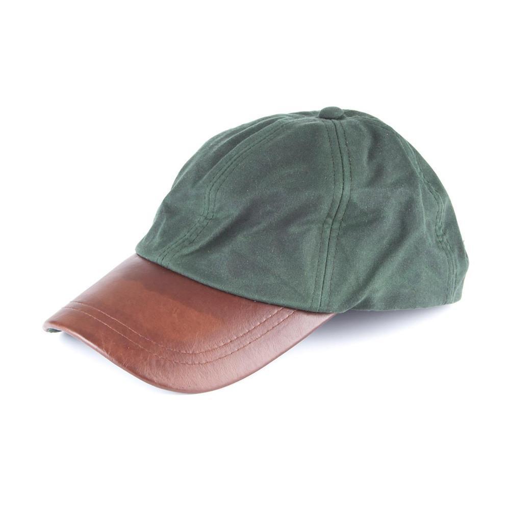 Waxed Cotton Baseball Cap with Leather Peak