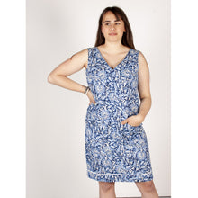 Load image into Gallery viewer, Rosie Blue Patterned Summer Shift Dress
