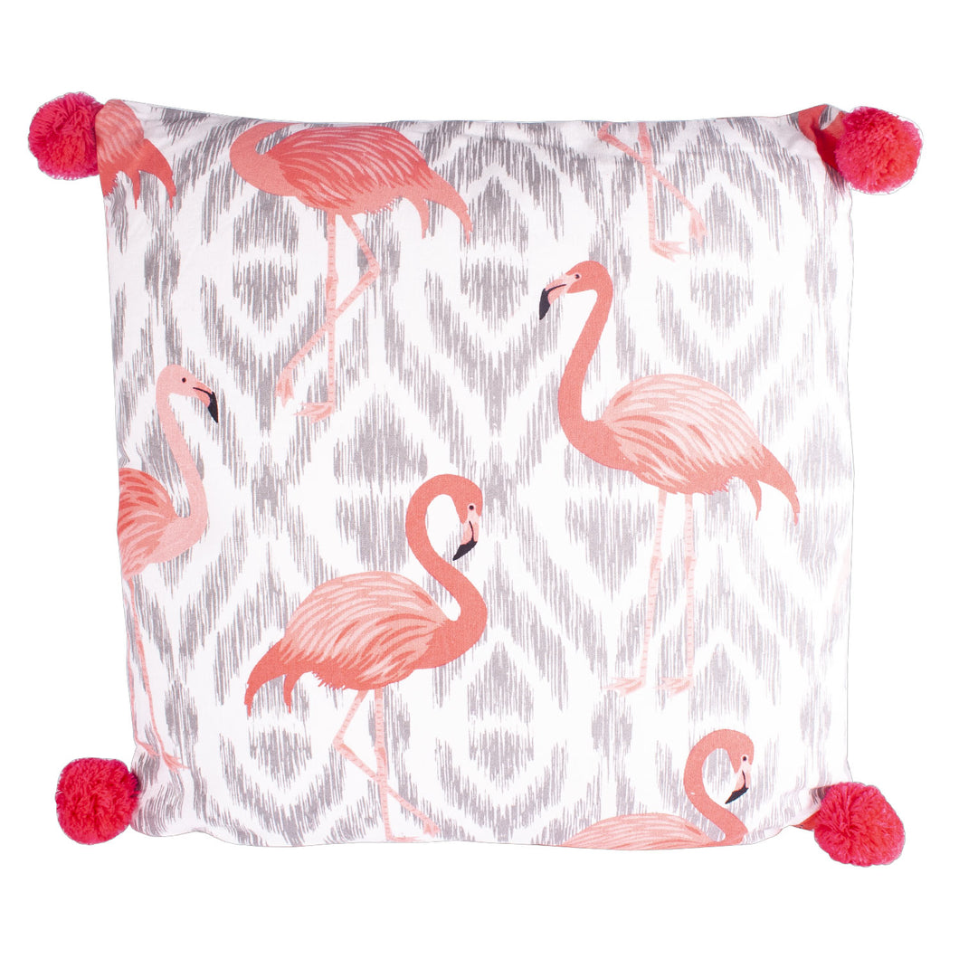 Pink Flamingo Pom Pom Cushion