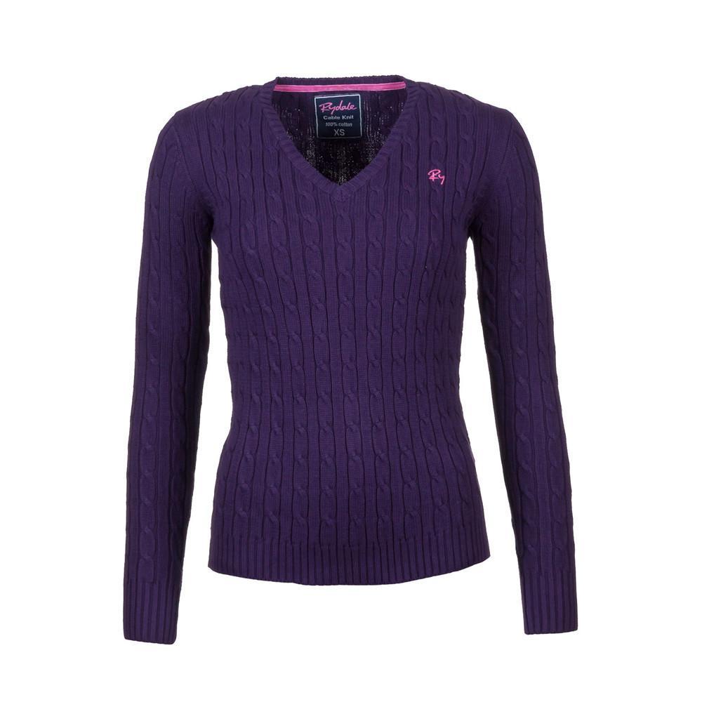 2016 Cable Knit V Neck Sweater purple