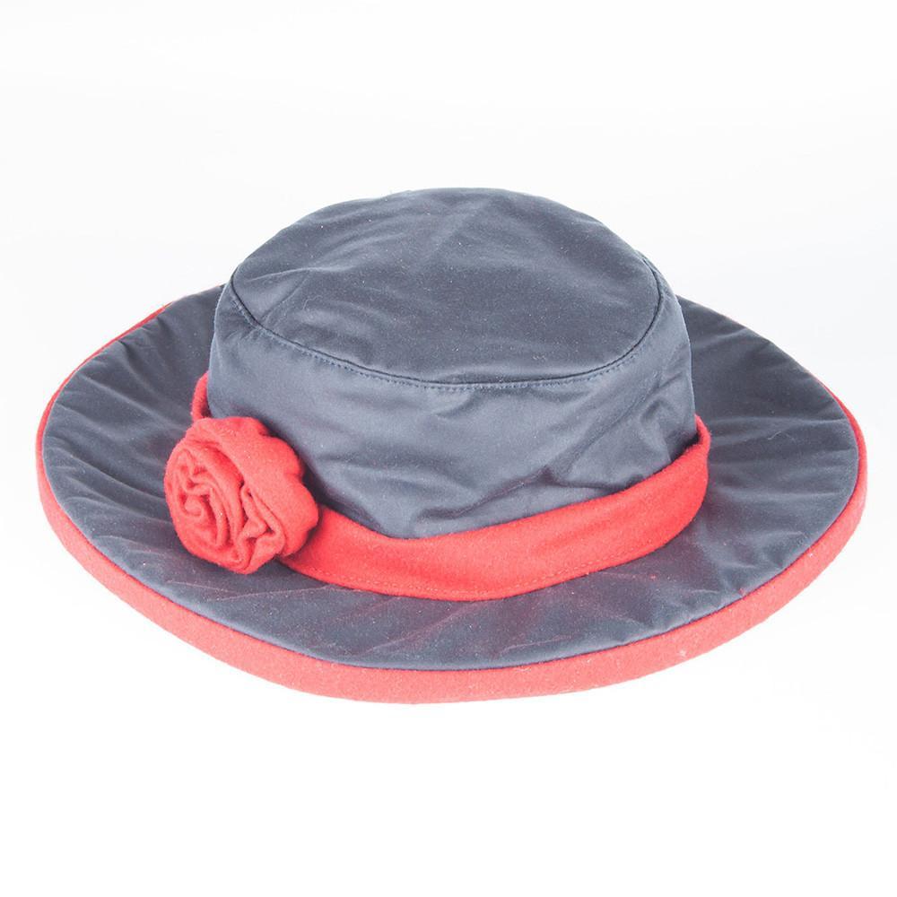 Navy/Red - Wax Cotton Rose Hat
