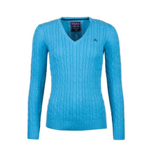 Load image into Gallery viewer, 2016 Cable Knit V Neck Sweater sky blue