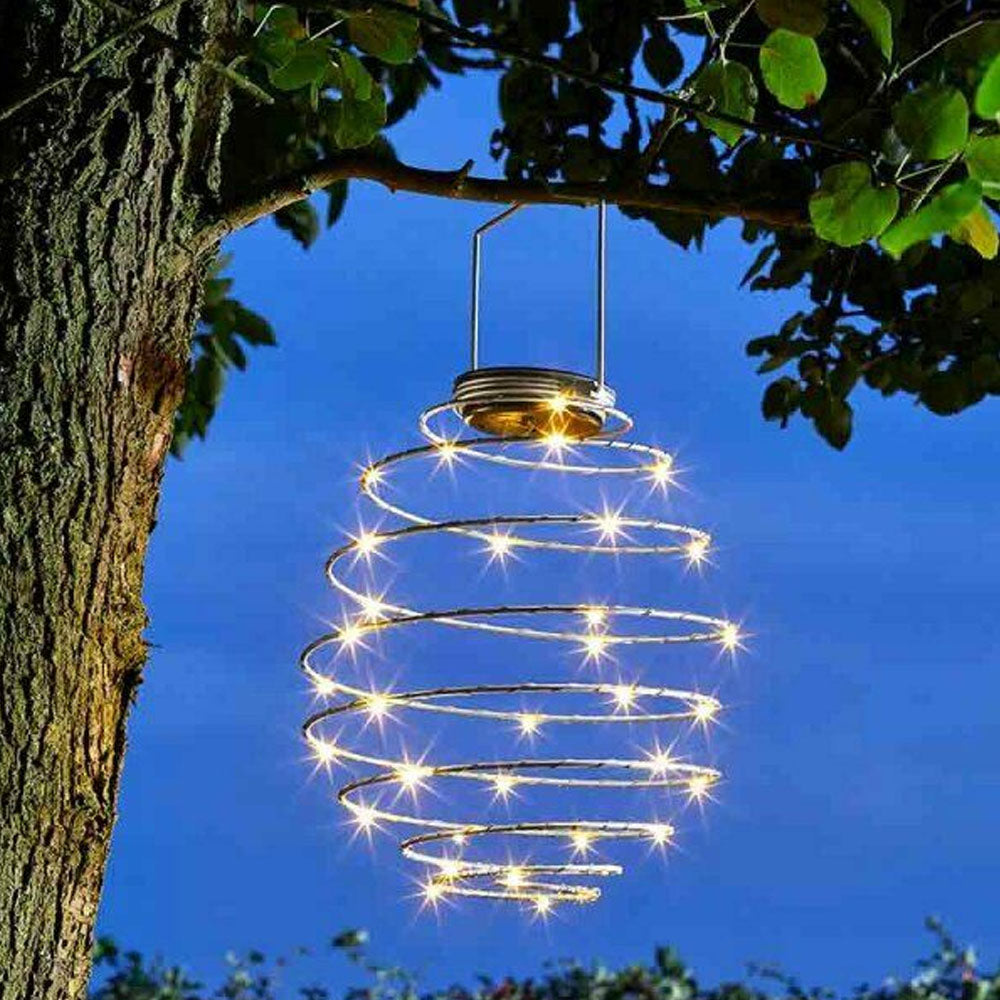 Solar Powered Spiral Light With Warm White Copper LEDS
