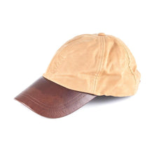Load image into Gallery viewer, Waxed Cotton Baseball Cap with Leather Peak
