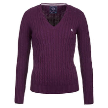 Load image into Gallery viewer, V Neck Cable Knit Sweater Berry