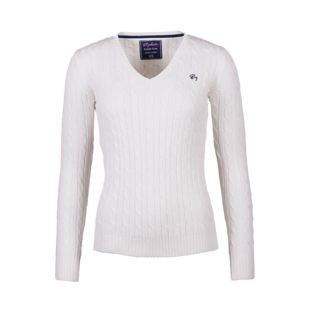 2016 Cable Knit V Neck Sweater vanilla