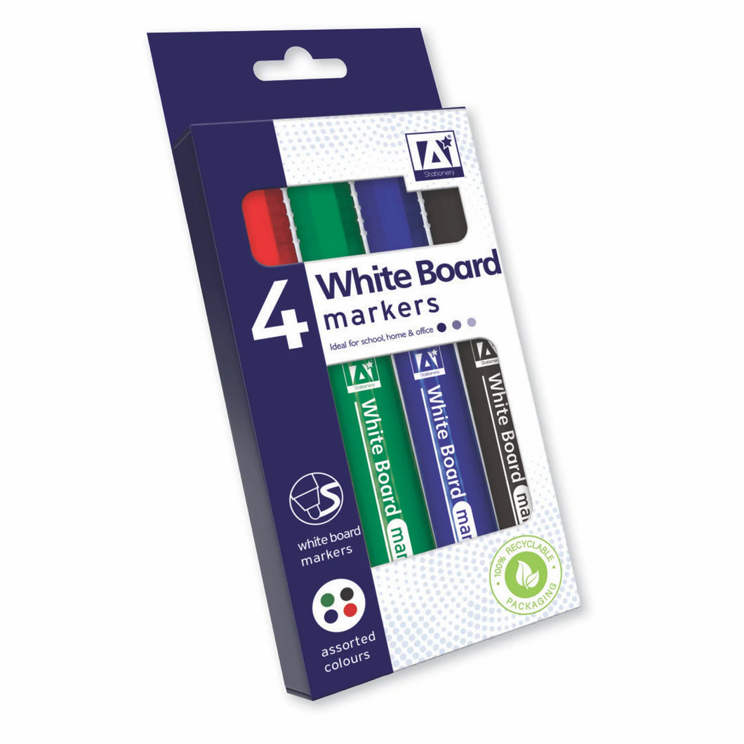 A* Stationery Whiteboard Markers 4 Pack