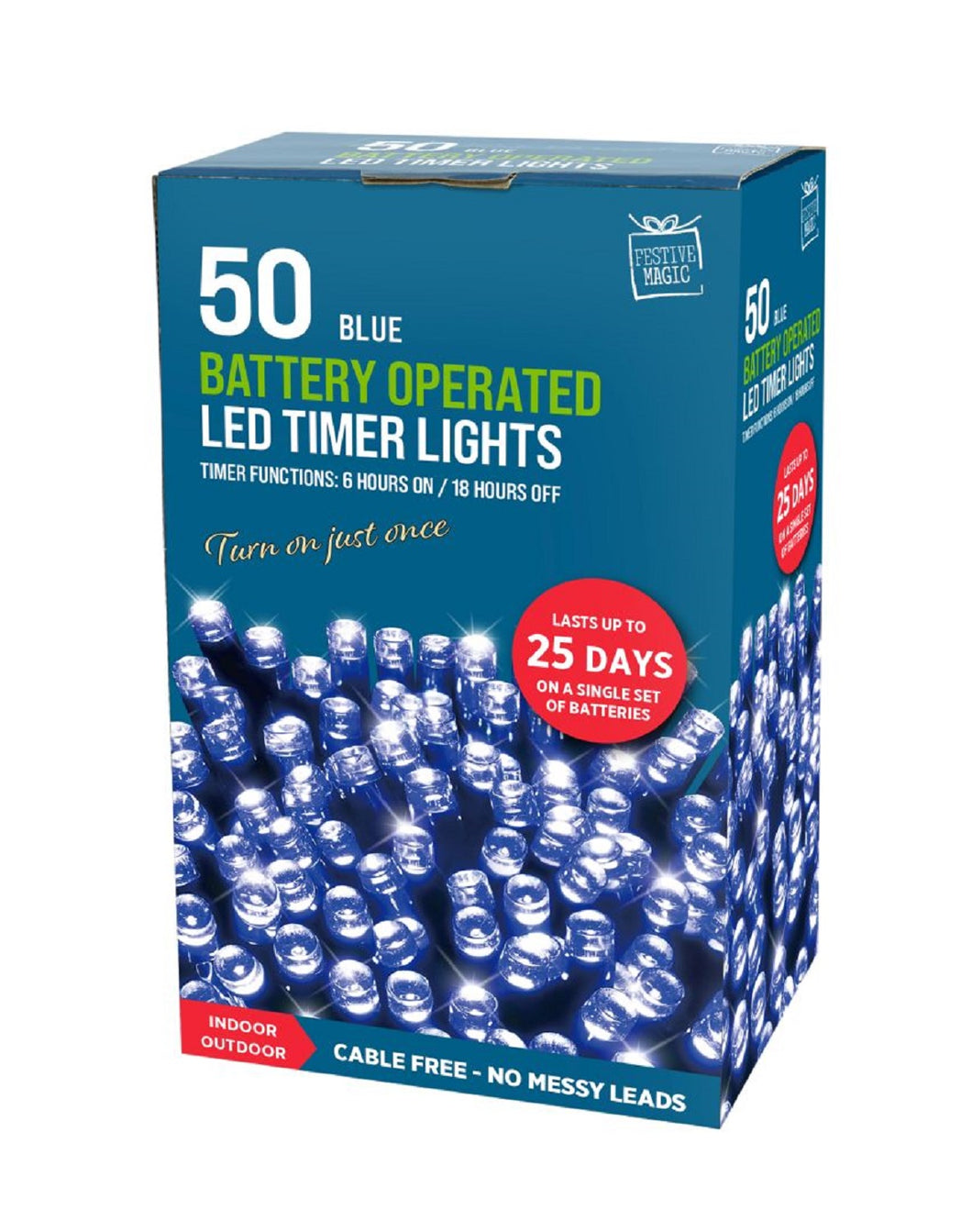 Festive Magic 50 Blue LED Christmas Lights