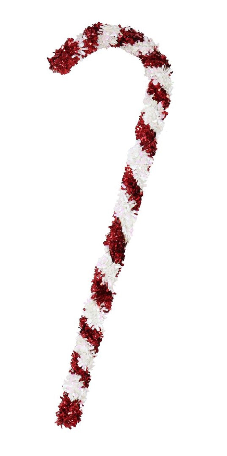 Giant Tinsel Candy Cane Christmas Decoration
